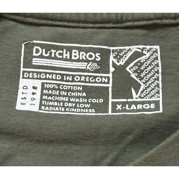 Dutch Bros brothers coffee T-shirt XL Olive Green Good Vibes Only Short Sleeve - Picture 12 of 13